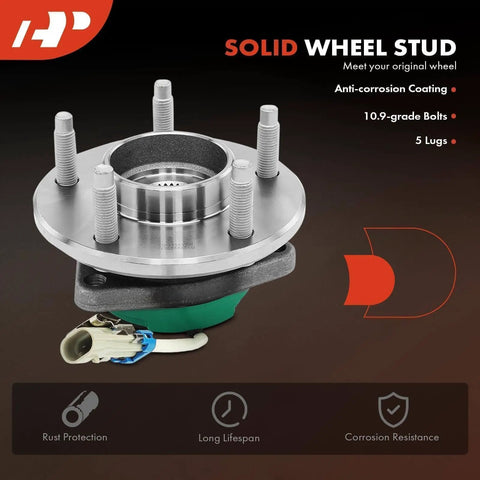 Single Front Wheel Hub Bearing Assembly with Speed Sensor, showing anti-corrosion coating and 5-lug design