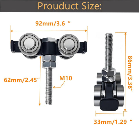 Dimensions of Unistrut Trolley Assembly With Four Wheel Silent Rollers For One And Five Eighths Inch Wide And Taller Strut Channel