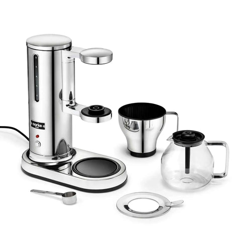 Fast Brew Electric Drip Coffee Maker With Automatic Drip Stop Glass Carafe And Stainless Steel Build shown with accessories