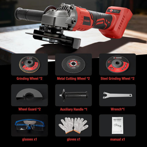 Cordless Angle Grinder For Milwaukee M18 18V Battery, Brushless 4 1/2 Inch Grinder With Variable Speed, Grinding Cutting Polishing, Battery Not Included, Pro Level Power Tool For Home DIYers And Pros with included accessories.