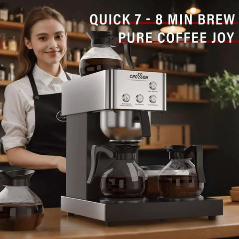 12 Cup Commercial Coffee Brewer With 4 Warmers And 4 Glass Decanters, Pour Over Drip Coffee Maker In Stainless Steel Housing