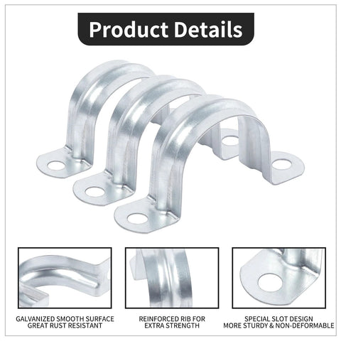 JDHGSHL 1-inch galvanized pipe strap clamps, 4-piece U-bracket set with mounting holes