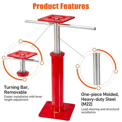 Heavy Duty Floor Jacks 4 Pack For Crawlspace Leveling 11 To 16 Inch Swivel Top with removable turning bar and steel construction