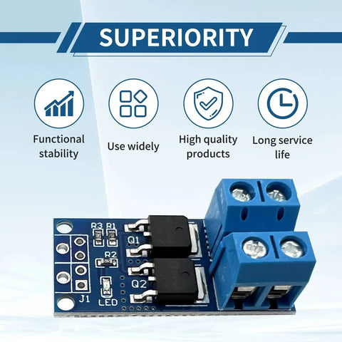 11Pcs MOSFET Switch Driver Module For Motors And LED Strips, PWM Control, showing dual MOSFETs and terminals