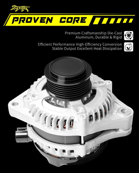 Beefed Up Replacement Alternator For Honda Odyssey 2014 2015 2016 2017 Ex Ex Lx Touring Elite Se Three Point Five L V6 12V 130A Clockwise 6 Groove Clutch Pulley OE 31100 RV0 A11 11775N close-up view