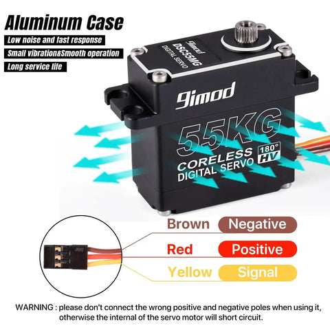 Beefy 55Kg High Torque Servo With Coreless Motor, High Speed HV 8.4V Waterproof Crawler Servo, Stainless Steel Gears, Label Details