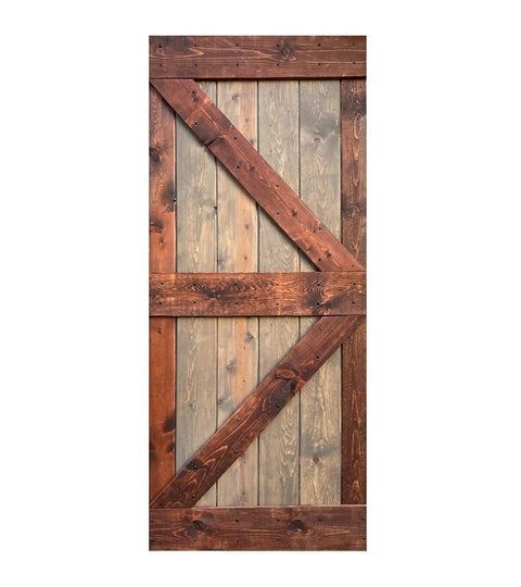 36In By 84In Solid Wood Interior Sliding Barn Door Slab In Brown Walnut Finish For Easy DIY Install - no hardware, front view