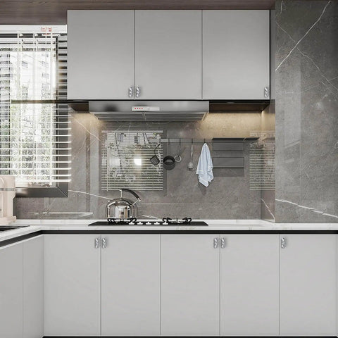 Polished Chrome Cabinet Knobs 10 Pack For Cabinets And Drawers Dresser Hardware Zinc Alloy Pulls installed in modern kitchen