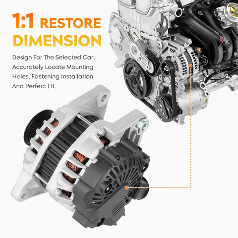 90 Amp 12V Replacement Alternator For 1.6L Cars Including Accent 2012-2017 Veloster 2012-2017 And Kia Rio 2012-2013