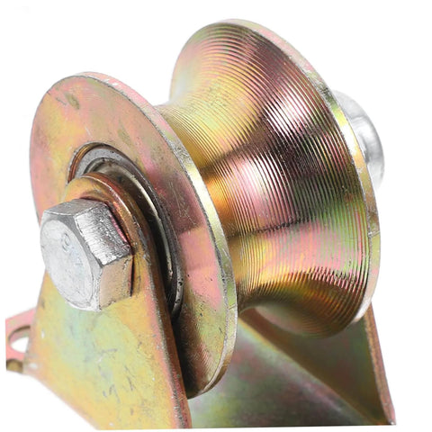 Close-up of steel wheel from Two Pack Heavy Duty Track Pulley Wheels For Sliding Doors Built Tough Easy Install Ideal For Garage Doors