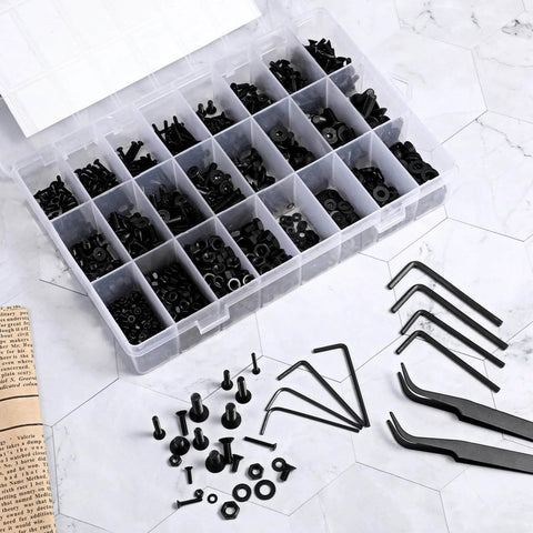 Massive Over 1500 Piece Set With All In One M2 To M5 Flat Head Hex Socket Screws Ten Point Nine Grade Alloy Steel Kit