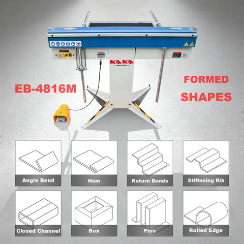 KAKA Industrial EB-4816M 48-inch magnetic box-and-pan metal brake with foot pedal, blue/gray