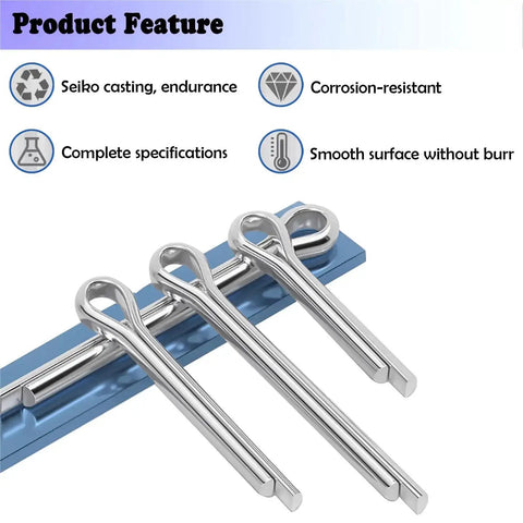 304 Stainless Steel Marine Propeller Cotter Pins Set For Suzuki Yamaha Johnson Evinrude Outboards 12 Piece Pack displayed