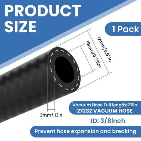 Diagram of Power Brake Vacuum Hose 11/32 Inch By 36 Inch 85 PSI Heavy Duty Reinforced Brake Booster Vacuum Line, 1 Pack