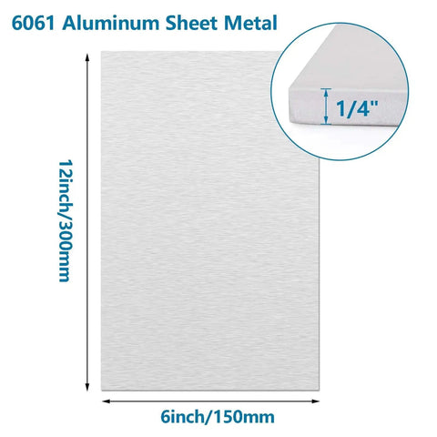 One Quarter Inch Thick 6061 Aluminum Sheet 6X12 Inch With Protective Film Built Tough For Crafting Base Plates Structural Framing Auto Repair And DIY Projects