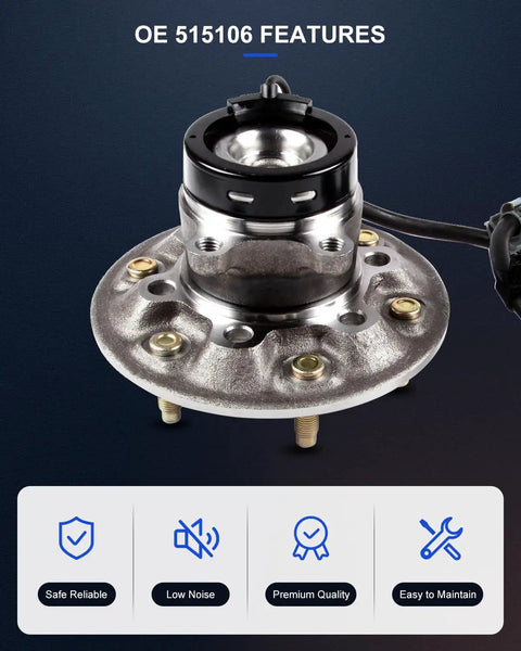 Front Left Wheel Hub And Bearing Assembly 515106 With ABS Compatible With Chevrolet Colorado 2004 2008 GMC Canyon 6 Lug