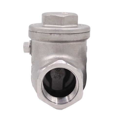 3/4 in stainless steel SS304 swing check valve, NPT threaded, front view