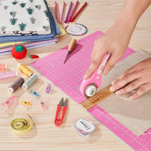 Thickened Self Healing Cutting Mat 18x12 Inch A3 Rotary Cutting Sewing Mat Double Sided 5 Ply Pro Grade Craft Surface on table