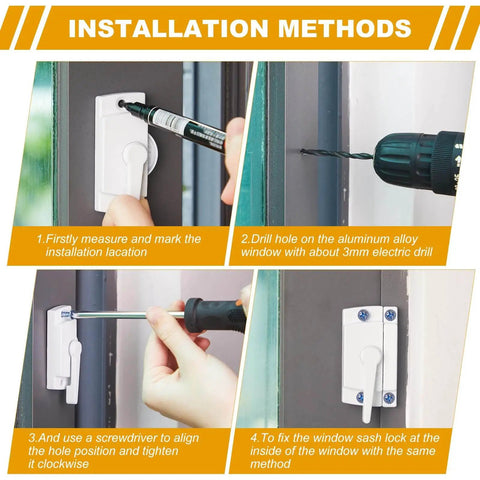 Installation steps for Cam Action Window Sash Locks And Keeper Set For Double Hung And Sliding Windows White Latch Security Hardware 20 Pack With 32 Screws For Aluminum Wood And Vinyl Windows