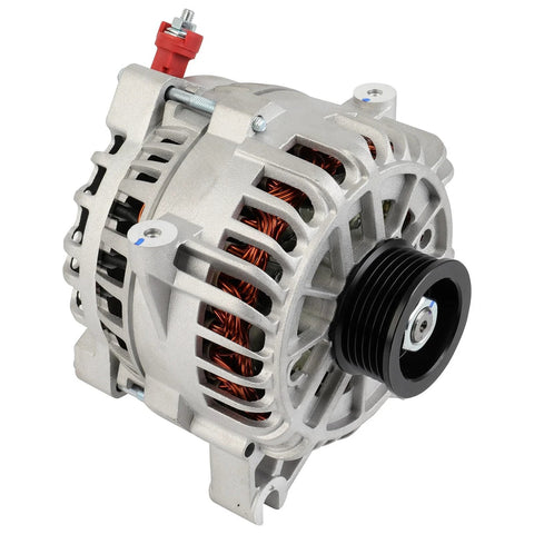 Side view of Replacement Alternator For Crown Victoria Lincoln Town Car Grand Marquis Four Point Six Liter V8 2003 To 2011