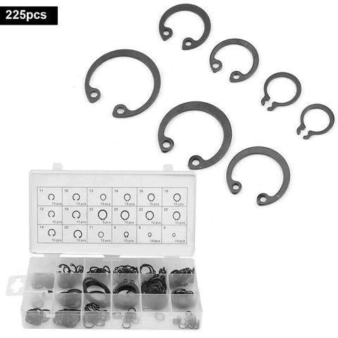 Circlip Set Kit 225 Pieces 18 Sizes Internal And External Snap Ring Retaining Rings All Purpose DIY Ready For Cylinders