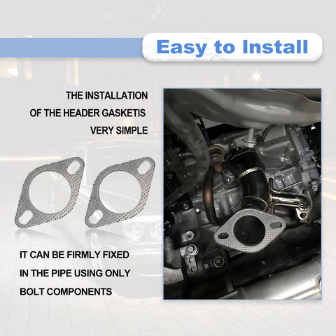 Two 2.5-inch exhaust gaskets for 2-bolt muffler flange, high-temperature gasket material, Amazon brand