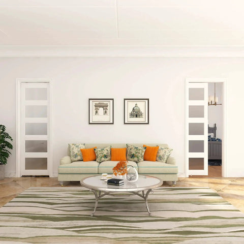 Commercial Grade 6Ft Pocket Door Hardware And Track Set With Soft Close Mechanism For Doors 24 To 36 Inches Wide installed in living room