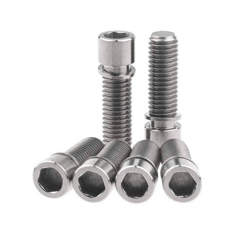 BMX Titanium Bolt M8x25mm With Washer For Stem Grade 5 6AL4V Titanium Alloy 10mm Head 6mm Height 1.25mm Thread Pitch Pack Of 6