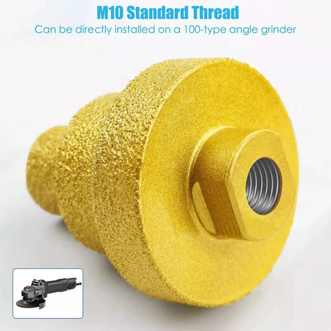 Two Pack Diamond Brazed Step Drill Bits Set Pro Grade M10 Thread for Angle Grinder and Electric Drill 3 Step Sizing