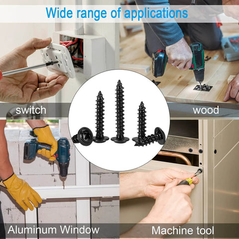 420 Piece Self Tapping Wood Screw Kit With 13 Sizes M2 M3 M4 Phillips Truss Wafer Pan Head Screws In Black Carbon Steel