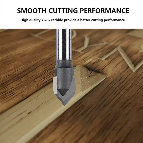 Pro-Grade Carbide Tip V Groove CNC Engraving Bit For Routers, 60 Degree V-Groove, 1/2 Inch Cutting Diameter on wood