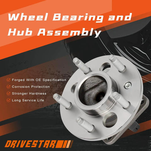 Rear Wheel Hub & Bearing Assembly Pair for Buick LeSabre/Lucerne/Park Avenue/Riviera, Cadillac DeVille/Eldorado/Seville/Allante, Pontiac Bonneville/Grand Am, Olds Aurora with ABS