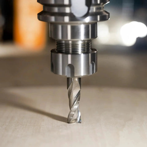 Close-up of Upcut Spiral CNC Router Bit With Half Inch Shank And Half Inch Cutting Diameter HRC55 Solid Carbide for Wood Mortises
