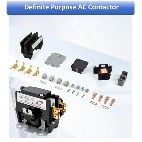 One Pole Twenty Four Volt AC Contactor For Heat Pumps And Condensers with components and terminals displayed.