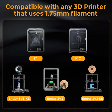 Image showing compatibility of 1.5mm Clog Poke Nozzle Cleaning Kit with various 3D printers using 1.75mm filament.