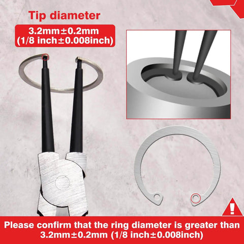 Heavy Duty 13 Inch Snap Ring Pliers Internal Circlip Pliers Straight Jaw 0.12 Inch Tip For Installing And Removing Retaining Rings