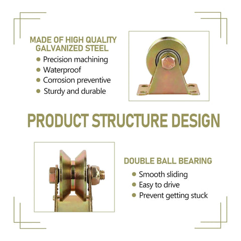 Heavy Duty 2 Inch V Groove Caster Wheels Set For Industrial Machines with smooth rolling and double bearings, product design features.