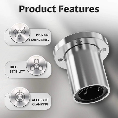 4 Pcs LMF20UU Round Flange Linear Ball Bearings 20Mm ID 32Mm OD 42Mm Length Double Sealed, front view, premium steel, high stability
