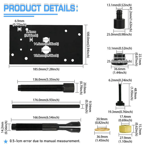 Inner Camshaft Bearing Remover And Installer Tool dimensions and components for Harley Davidson M8 2017-2024