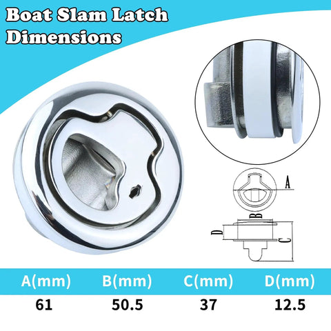 Lockable boat slam latch, 2-pack, Amazon-branded marine-grade 316 stainless steel with flush lift handle for deck hatch