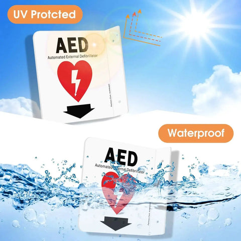 High Visibility AED Sign With Down Arrow Faittoo 6x6 Inch Acrylic Double Sided 90 Degree Projection waterproof UV protected