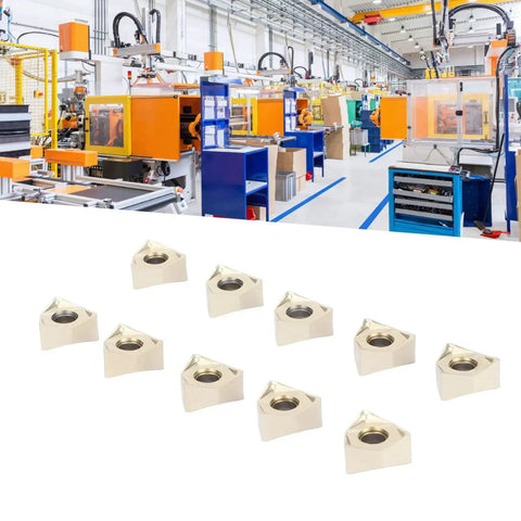 Pro Grade Premium Silver Coated Indexable Carbide Inserts For Lathe Turning Blades High Precision Wear Resistant Cutting Tools For Steel Wood Plastic Machining 10 Pieces Baxnore displayed with a factory background