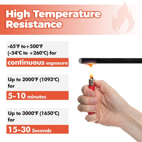 Silicone fiberglass cable sleeve heat shield, 3/16 in x 6.6 ft, black, high-temperature electrical insulation (Amazon)