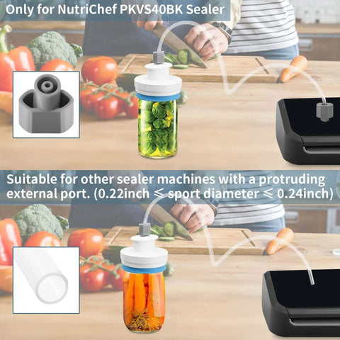 Upgraded Mason Jar Canning Sealer Kit With Hoses For FoodSaver Vacuum Sealers Must Have For Home Canning Wide Mouth And Regular Mouth Jars Includes 3 Connectors Easy Seal System White