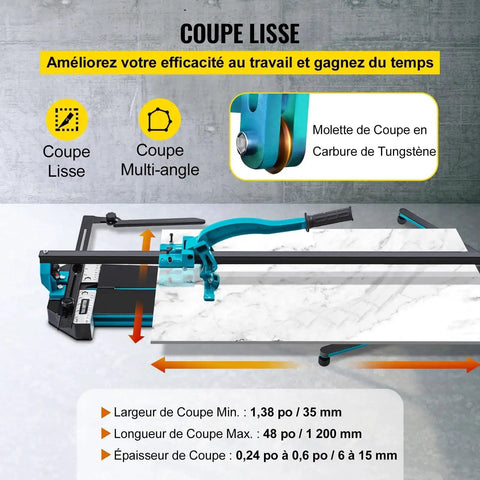 48 Inch Tile Cutter Workhorse With Single Rail And Double Brackets, manual tile cutter with tungsten cutting wheel on tile