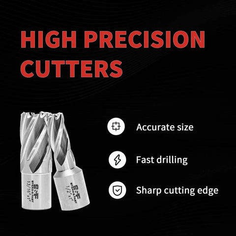 Six Piece Annular Cutter Set For Magnetic Drill Press With Weldon Shank Three Quarter Inch And One Inch Cutting Depth
