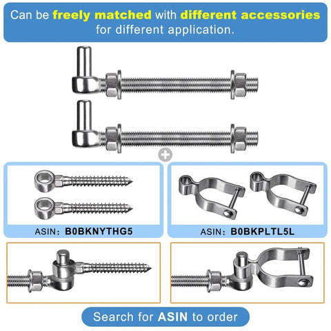 Stainless Steel J Bolt Gate Hinge 304 Grade components with accessory options for metal gates and chain link fences.