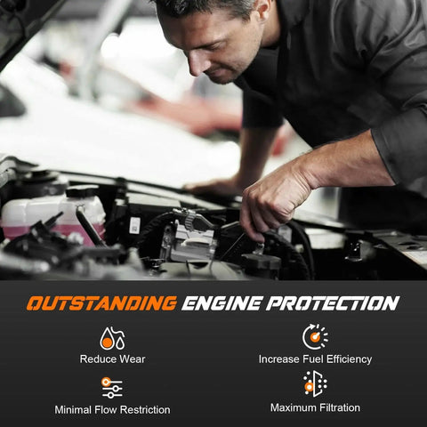 Mechanic installing Ford 6.4L Powerstroke Diesel Beefed Up Fuel Filter Kit With Upper And Lower Lifter Pump Filter Set in engine bay