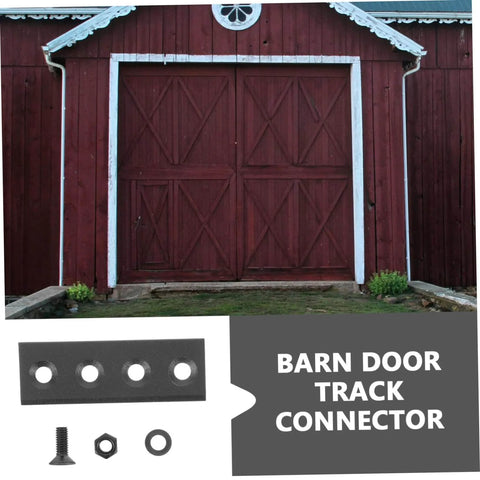 1 Set Barn Door Track Connector Kit For Sliding Barn Doors, Hardware Connecting Adapter visible with barn in background