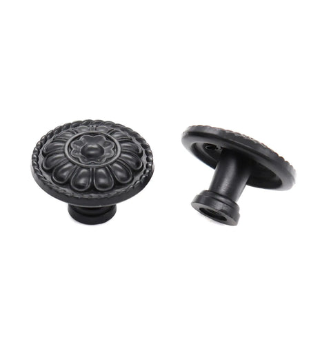 8 Pack Black Vintage Dresser Drawer Knobs Pulls For Cabinets And Cupboards With 1.25 Inch Single Hole Hardware Zinc Alloy Handle